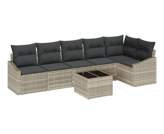 vidaXL Zestaw jadalny do ogrodu 7-częściowy z poduszkami szary polirattan Dārza mēbeļu komplekti