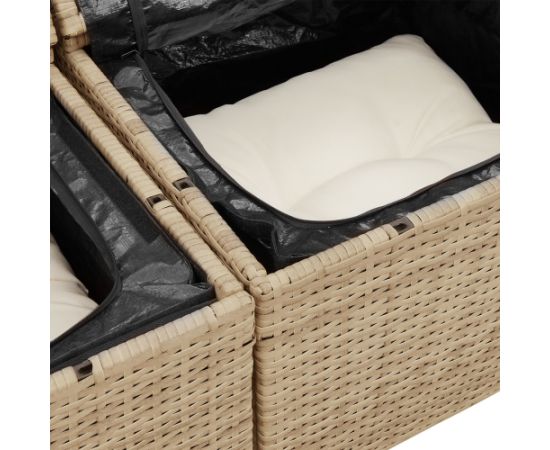 vidaXL Zestaw mebli ogrodowych 8-częściowy z poduszkami beżowy poly rattan Dārza mēbeļu komplekti