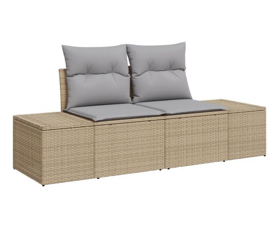 vidaXL Zestaw mebli ogrodowych 5-częściowy z poduszkami beżowy rattan Dārza mēbeļu komplekti