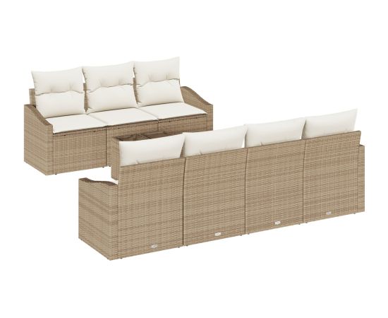 vidaXL 8-częściowy zestaw jadalny do ogrodu z poduszkami beżowy rattan Dārza mēbeļu komplekti