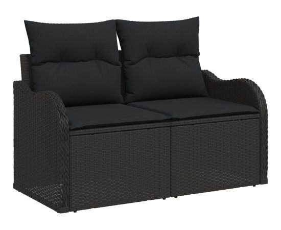 Vidaxl Zestaw 8-elementowy sof ogrodowych z poduszkami czarny polirattan Dārza mēbeļu komplekti