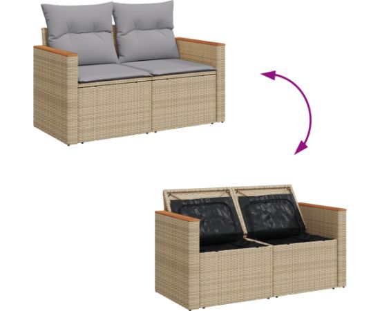 Vidaxl 13-częściowy zestaw sof ogrodowych z poduszkami beżowy polirattan akacja Dārza mēbeļu komplekti