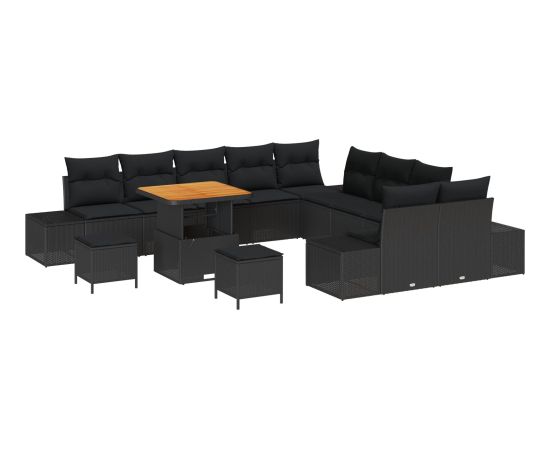 Vidaxl Zestaw sof ogrodowych 13 części z poduszkami czarny polirattan akacja Dārza mēbeļu komplekti