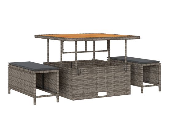 Vidaxl 12-częściowy zestaw sof ogrodowych z poduszkami Szary Polirattan Akacja Dārza mēbeļu komplekti