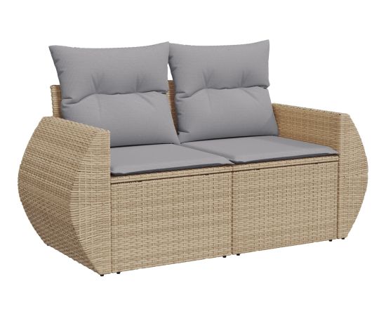 Vidaxl Zestaw sofy ogrodowej 13-elementowy z poduszkami Beżowy Polirattan Akacja Dārza mēbeļu komplekti