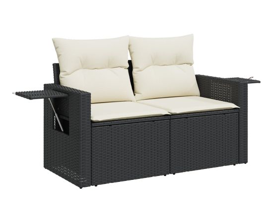 Vidaxl 8 Elementowy zestaw sof ogrodowych z poduszkami czarny polirattan akacja Dārza mēbeļu komplekti