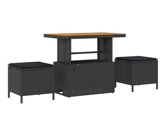 Vidaxl Zestaw 8 częściowy sof ogrodowych z poduszkami Czarny rattan akacja Dārza mēbeļu komplekti