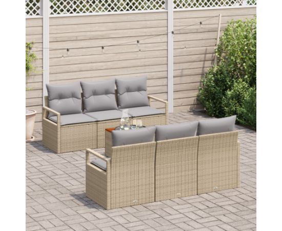 Vidaxl Zestaw Sofy Ogrodowej z Poduszkami Beżowy Polirattan Akacja Dārza mēbeļu komplekti