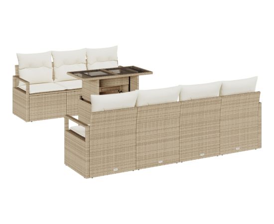 Vidaxl 8-częściowy zestaw sof ogrodowych z poduszkami beżowy polirattan Dārza mēbeļu komplekti