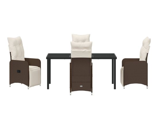 vidaXL 5-częściowy zestaw jadalny brązowy z poduszkami z polirattanu Dārza mēbeļu komplekti