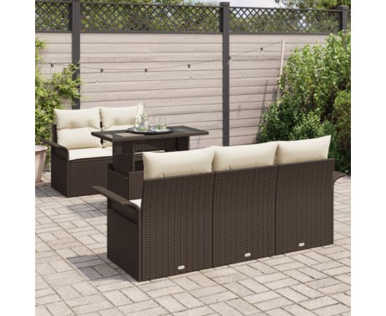 Zestaw kanap ogrodowych vidaXL 6 części z poduszkami Brązowy Polirattan Dārza mēbeļu komplekti