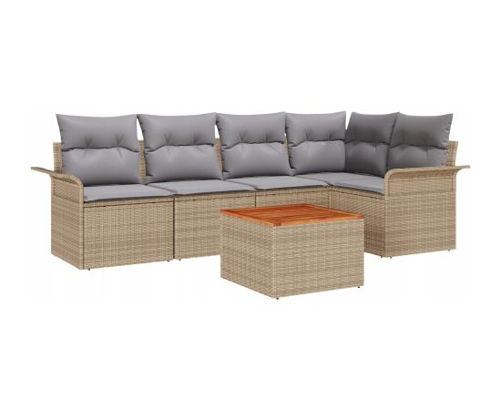 Zestaw sof ogrodowych vidaXL z poduszkami Beżowy Polirattan Akacja Dārza mēbeļu komplekti