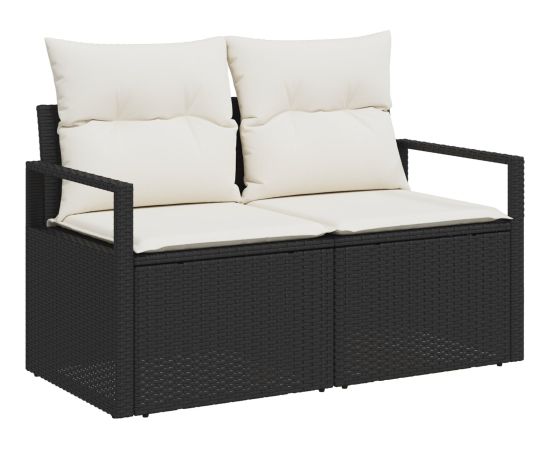 Vidaxl Zestaw 4 elementów sofa ogrodowa z poduszkami czarny polirattan Dārza mēbeļu komplekti