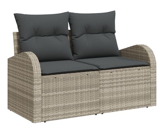 Zestaw sof ogrodowych vidaXL w 9 częściach z poduszkami jasnoszary polirattan Dārza mēbeļu komplekti