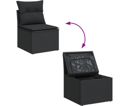 Zestaw sofy ogrodowej vidaXL 9 elementów z poduszkami Czarny Polirattan Dārza mēbeļu komplekti