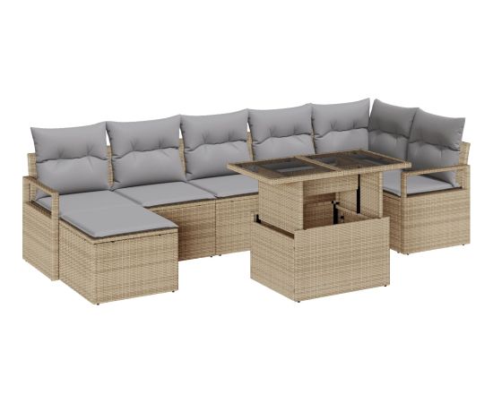 Zestaw 8-częściowy sof ogrodowych vidaXL z poduszkami beżowy polirattan Dārza mēbeļu komplekti