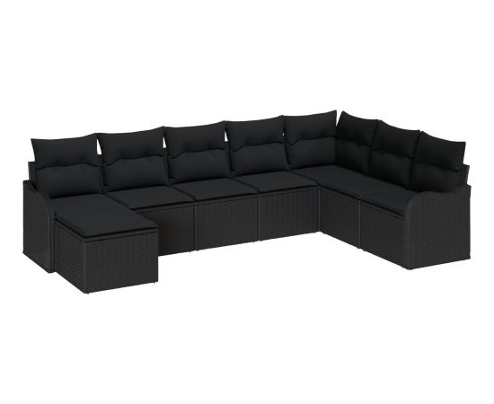 Vidaxl 8-częściowy zestaw sof ogrodowych z poduszkami czarny polirattan Dārza mēbeļu komplekti