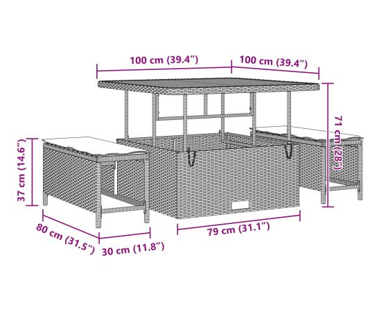vidaXL Zestaw Sofy Ogrodowej 9 Elementów z Poduszkami Czarny Polirattan Drewno Akacjowe Dārza mēbeļu komplekti