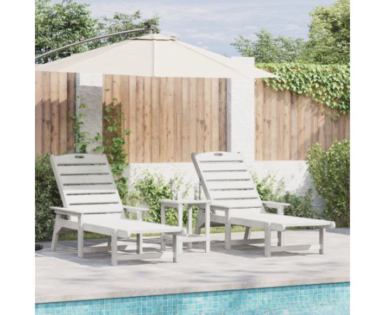 vidaXL Leżaki słoneczne 2 szt. biały 162x53x98.5 cm HDPE Шезлонги и пляжные стулья