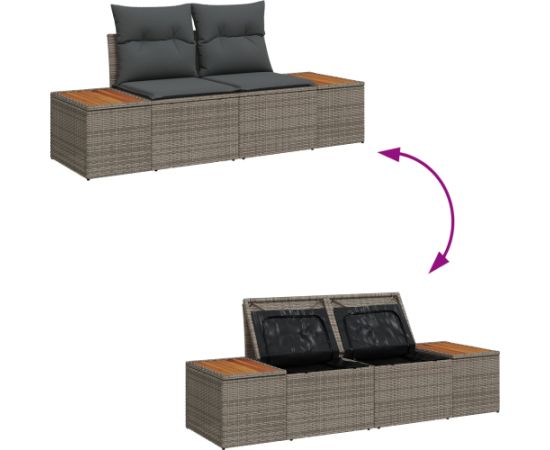 Vidaxl 9-częściowy Zestaw Sof Ogrodowych z Poduszkami Szary Polirattan Akacja Dārza mēbeļu komplekti