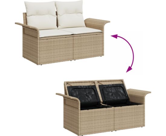 vidaXL 6 Elementowy Zestaw Sofy Ogrodowej z Poduszkami Beżowy Polirattan Akacja Dārza mēbeļu komplekti