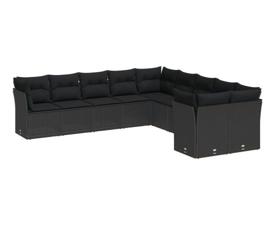 Vidaxl 13 elementowy zestaw sof ogrodowych z poduszkami czarny polirattan akacjowy Dārza mēbeļu komplekti