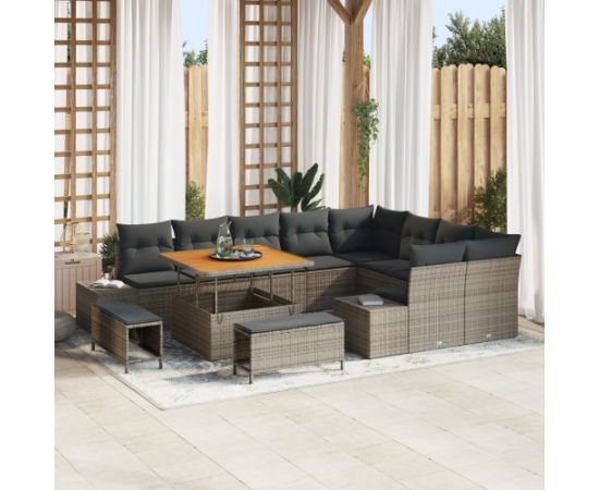 vidaXL 12-częściowy zestaw sofy ogrodowej szary Dārza mēbeļu komplekti