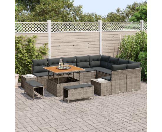vidaXL 12-częściowy zestaw sofy ogrodowej szary Dārza mēbeļu komplekti