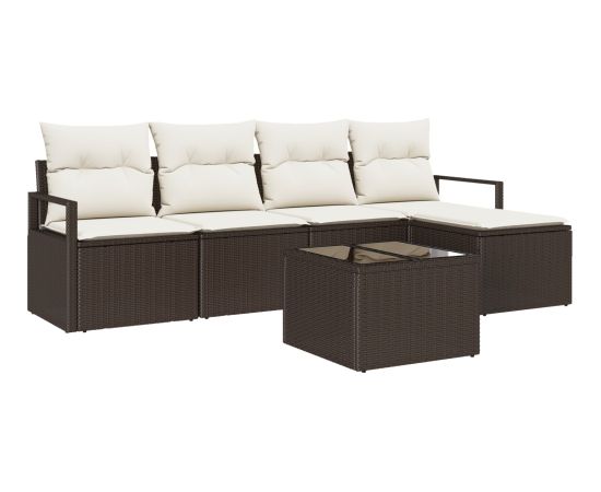 Vidaxl 5-częściowy zestaw sof ogrodowych z poduszkami Szary Polirattan Dārza mēbeļu komplekti