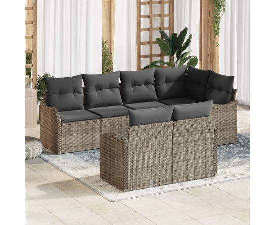 Vidaxl 7-częściowy Zestaw Sof Ogrodowych z Poduszkami Szary Polirattan Dārza mēbeļu komplekti