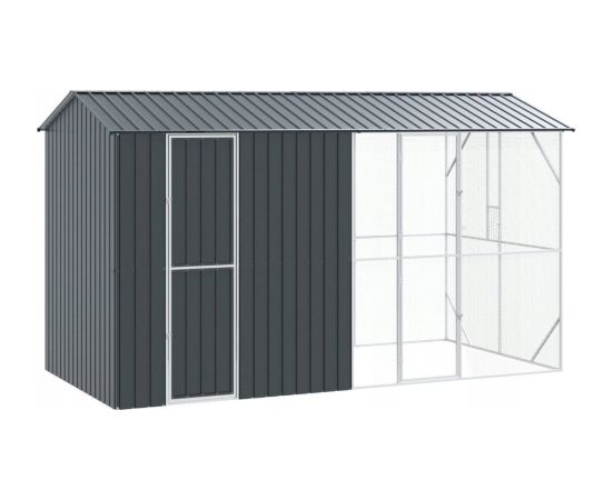 Klatka dla ptaków vidaXL z rozszerzeniem antracytowa 210x442x247 cm stal Putniem 