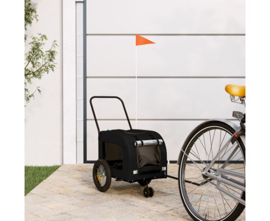 vidaXL Czarny Wózek dla Zwierząt Czarny Metal, Tkanina 124 x 53 x 53 cm Suņu un kaķu transport somas