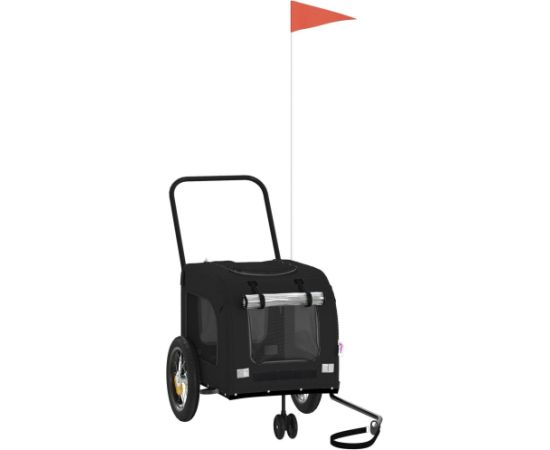 vidaXL Czarny Wózek dla Zwierząt Czarny Metal, Tkanina 124 x 53 x 53 cm Suņu un kaķu transport somas