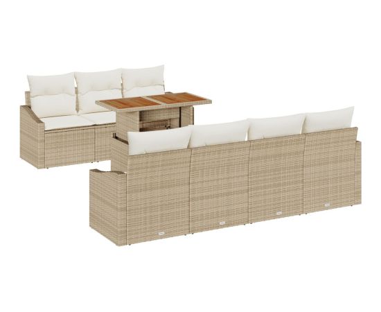 vidaXL 8 Częściowy Zestaw Sof Ogrodowych z Poduszkami Beżowy Rattan Polimerowy Dārza mēbeļu komplekti