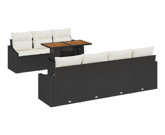 vidaXL 8-częściowy zestaw sof ogrodowych z poduszkami czarny poli rattan Dārza mēbeļu komplekti