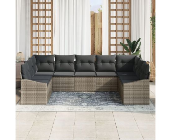 vidaXL 9 Częściowy Zestaw Sof Ogrodowych z Poduszkami Szary Poly Rattan Dārza mēbeļu komplekti