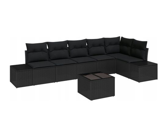 vidaXL 7-częściowy zestaw sofas ogrodowych z poduszkami beżowy polirattan Dārza mēbeļu komplekti