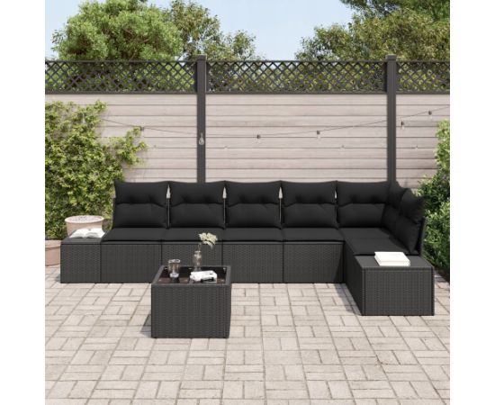 vidaXL 7-częściowy zestaw sofas ogrodowych z poduszkami beżowy polirattan Dārza mēbeļu komplekti