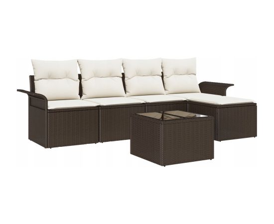 vidaXL Zestaw 5-częściowy sof ogrodowych z poduszkami szary polirattan Dārza mēbeļu komplekti