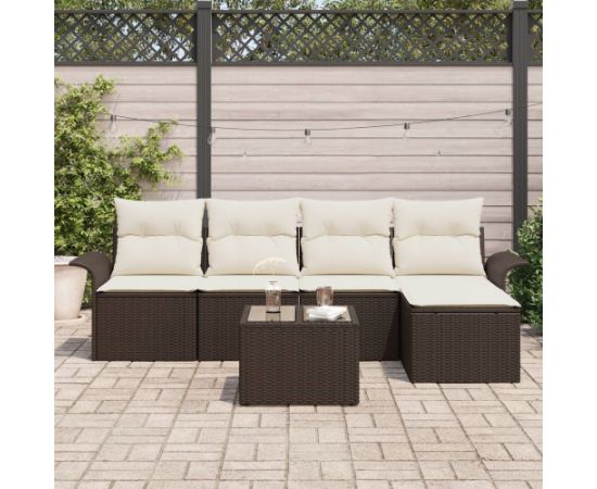 vidaXL Zestaw 5-częściowy sof ogrodowych z poduszkami szary polirattan Dārza mēbeļu komplekti