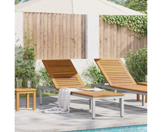 vidaXL Leżak Szary 200x55x35 cm Lite Drewno Akacjowe Шезлонги и пляжные стулья