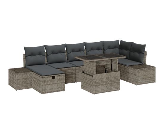 vidaXL 8-częściowy zestaw sof ogrodowych z poduszkami Szary Polirattan Dārza mēbeļu komplekti