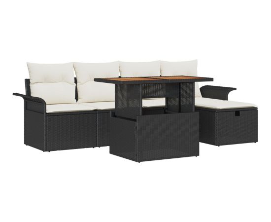 vidaXL Zestaw sof ogrodowych  6 części z poduszkami Czarny Polirattan Dārza mēbeļu komplekti