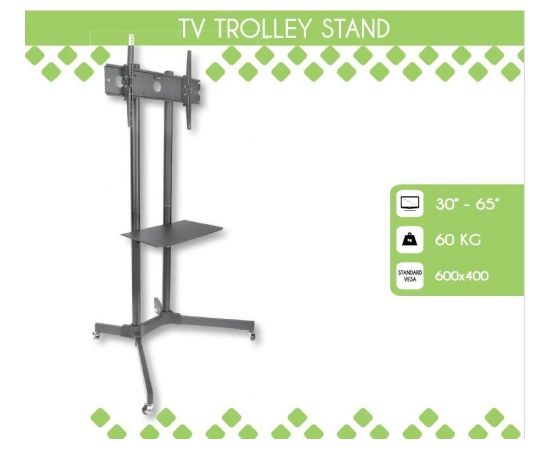 Techly Mobile stand for TV LCD/LED/Plasma 30''-65'' 60kg VESA tilting with shelf Крепления для телевизоров