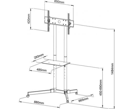 Techly Mobile stand for TV LCD/LED/Plasma 30''-65'' 60kg VESA tilting with shelf Крепления для телевизоров