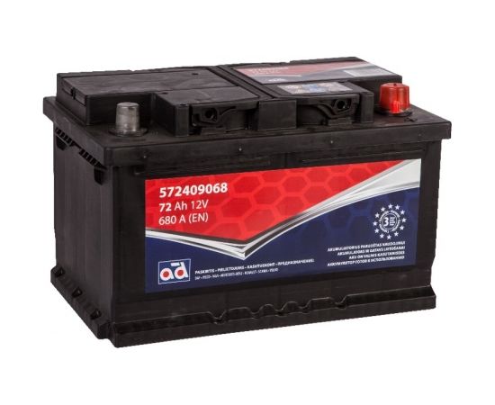 AD 72Ah 680A (EN) 278x175x175 12V Startera akumulatoru baterija