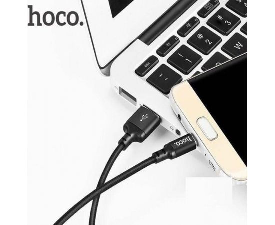 Hoco X14 Premium Izturīgs Auduma Universāls Micro USB uz USB Datu & Ātras 2.4A Uzlādes Kabelis 1m Melns
