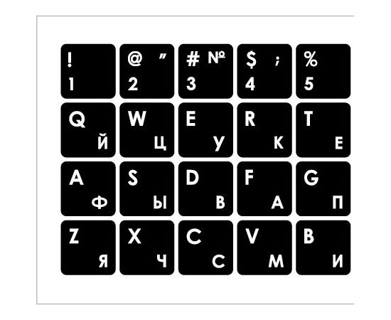 Mocco Наклейки для Клавиатуры ENG / RU С Водостойким Ламинатом Белые / Белые