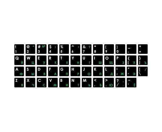 Mocco Наклейки для Клавиатуры ENG / RU С Водостойким Ламинатом Черные / Зеленые