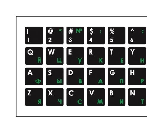 Mocco Наклейки для Клавиатуры ENG / RU С Водостойким Ламинатом Черные / Зеленые